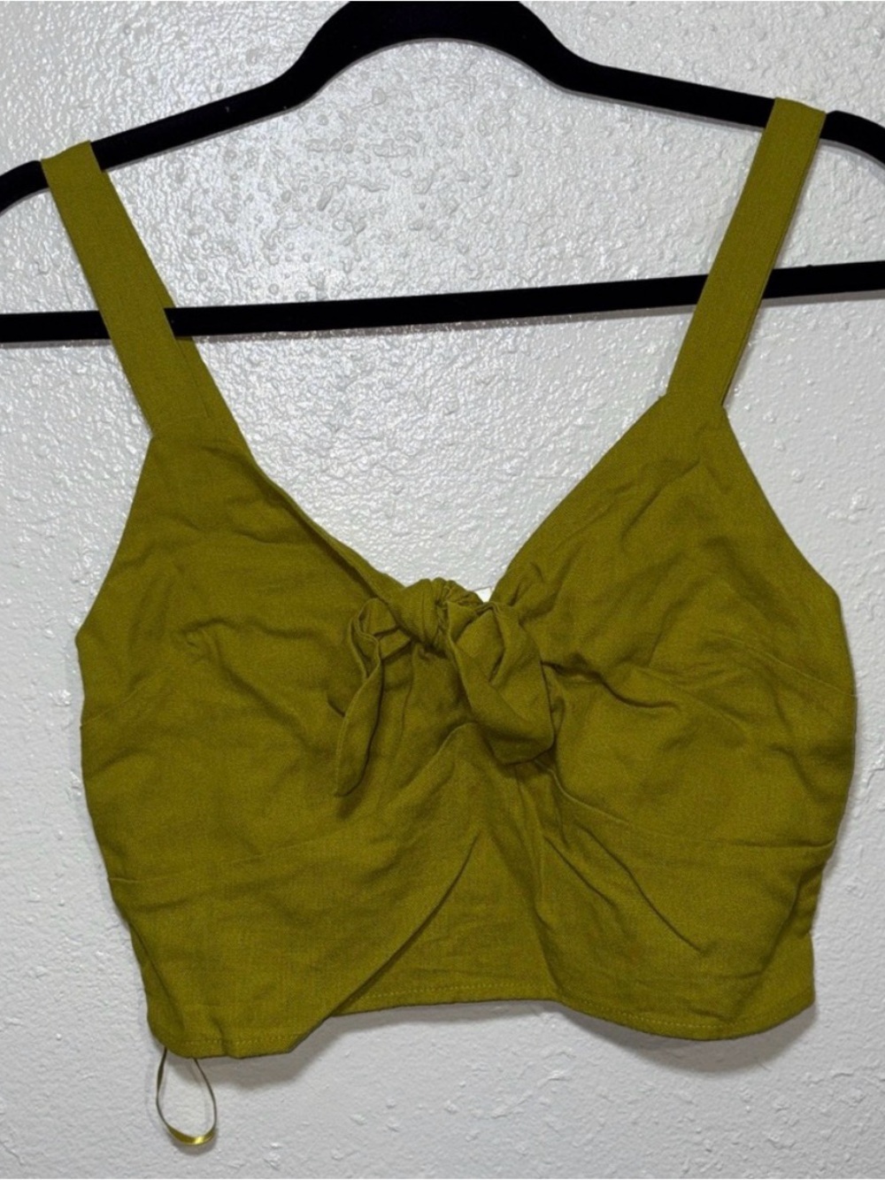 MONTEAU Olive Green Tie-Front Tank Top